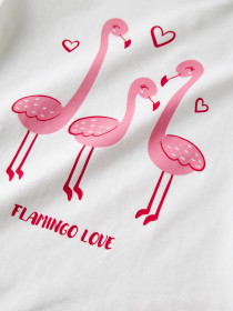 NAME IT T-shirt Vix Bright White Flamingo Love